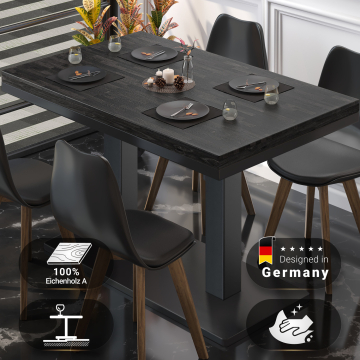 MM | Bistro Massiv Tisch | Rechteckig | 130 x 80 x 77 cm | Wenge Schwarz / Schwarz