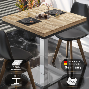 MM | Bistro solid bord | Firkantet | 70x70x77cm | Eik / rustfritt stål