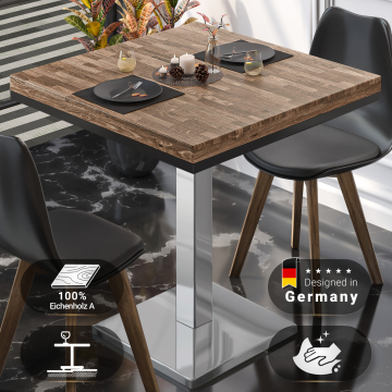 MM | Bistro solid bord | Firkantet | 70x70x77cm | Valnøtt / rustfritt stål