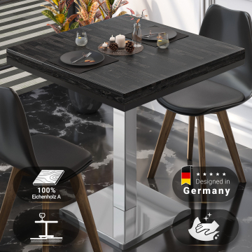MM | Bistro solid bord | Firkantet | 70x70x77cm | Wenge svart / rustfritt stål
