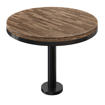 MML | Bistro Massief Tafel | Rond | Ø 70 x 77 cm | Walnoot / Zwart