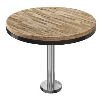 MML | Bistro Massiv Tisch | Rund | Ø 70 x 77 cm | Eiche / Edelstahl