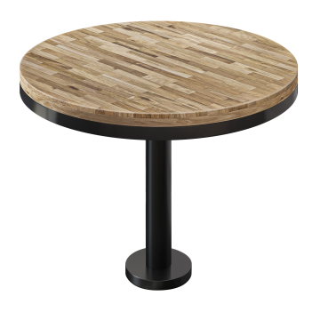 MML | Bistro Massiv Tisch | Rund | Ø 70 x 77 cm | Eiche / Schwarz