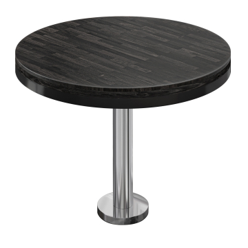 MML | Bistro Massiv Tisch | Rund | Ø 70 x 77 cm | Wenge Schwarz / Edelstahl