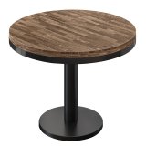 MN | Bistro Massif Table | Rond | Ø 80 x 77 cm | Noyer / Noir