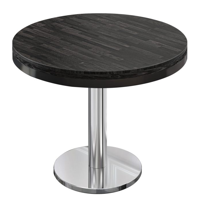 MN | Bistro Massiv Tisch | Rund | Ø 70 x 77 cm | Wenge Schwarz / Edelstahl