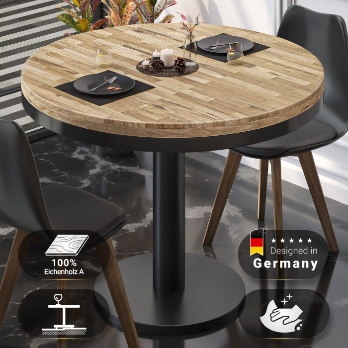 MN | Bistro massivt bord | runt | Ø 70 x 77 cm | ek / svart MN | Bistro massivt bord | runt | Ø 70 x 77 cm | ek / svart