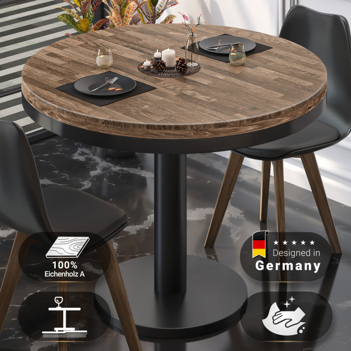 MN | Bistro solidt bord | Rundt | Ø 70 x 77 cm | Valnød / Sort MN | Bistro solidt bord | Rundt | Ø 70 x 77 cm | Valnød / Sort