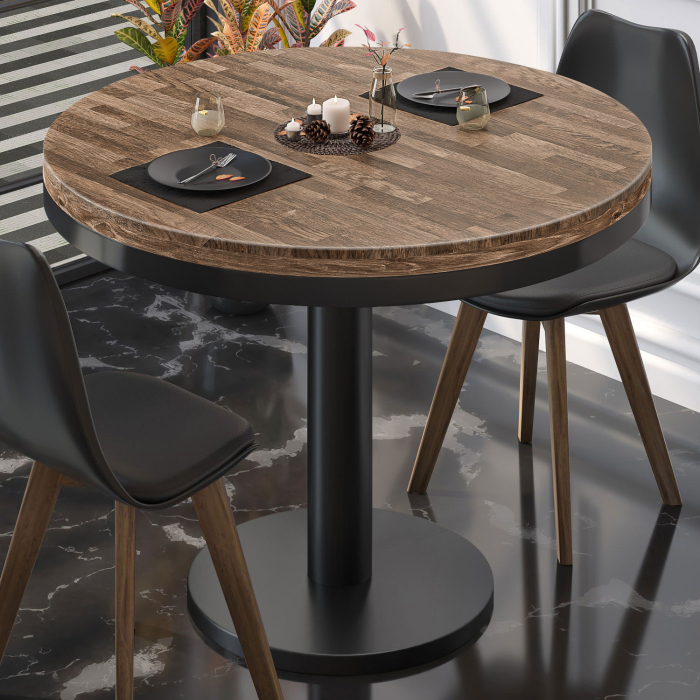 MN | Bistro solidt bord | Rundt | Ø 70 x 77 cm | Valnød / Sort MN | Bistro solidt bord | Rundt | Ø 70 x 77 cm | Valnød / Sort