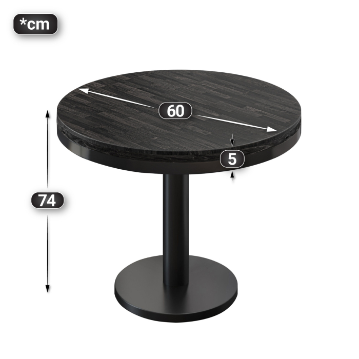 MN | Bistro Solid Bord | Runt | Ø 60 x 77 cm | Wenge Svart / Svart MN | Bistro Solid Bord | Runt | Ø 60 x 77 cm | Wenge Svart / Svart
