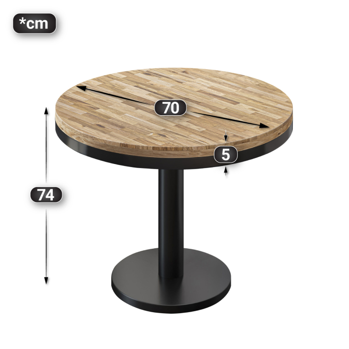 MN | Bistro massivt bord | runt | Ø 70 x 77 cm | ek / svart MN | Bistro massivt bord | runt | Ø 70 x 77 cm | ek / svart