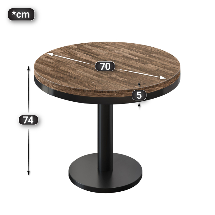 MN | Bistro solidt bord | Rundt | Ø 70 x 77 cm | Valnød / Sort MN | Bistro solidt bord | Rundt | Ø 70 x 77 cm | Valnød / Sort