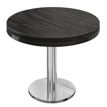 MN | Bistro Massiv Tisch | Rund | Ø 70 x 77 cm | Wenge Schwarz / Edelstahl