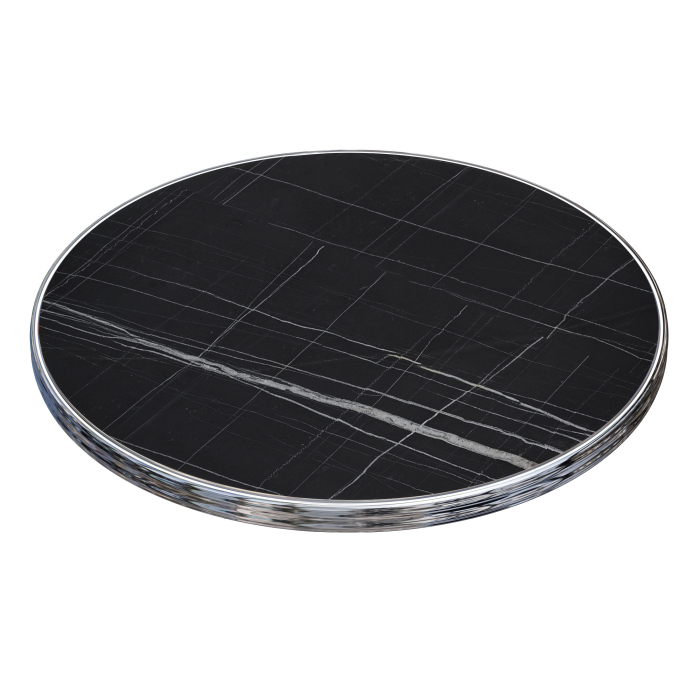 Morelia | Piano per tavolo da esterno Bistro | bordo cromato | Ø60cm | marmo nero
