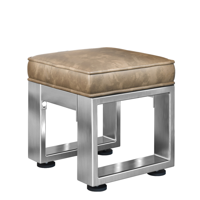 MORENA | Bistro Sitzhocker | B:H 40 x 51cm | Edelstahl/ Taupe
