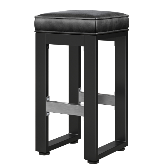 MORENA | Sgabello da gastro bar | B:H 40 x 81 cm | Nero/ Antracite | Sedile in pelle: Nero | senza schienale