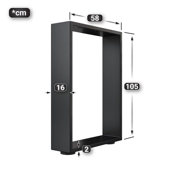 MORENA | U-formede ben til barbord | Sort | Fødder: 16x16cm | B58xH105cm MORENA | U-formede ben til barbord | Sort | Fødder: 16x16cm | B58xH105cm