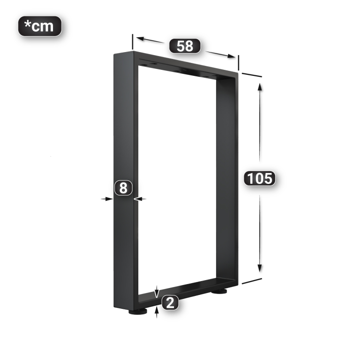 MORENA | U-formede ben til barbord | Sort | Fødder: 8x8cm | B58xH105cm MORENA | U-formede ben til barbord | Sort | Fødder: 8x8cm | B58xH105cm
