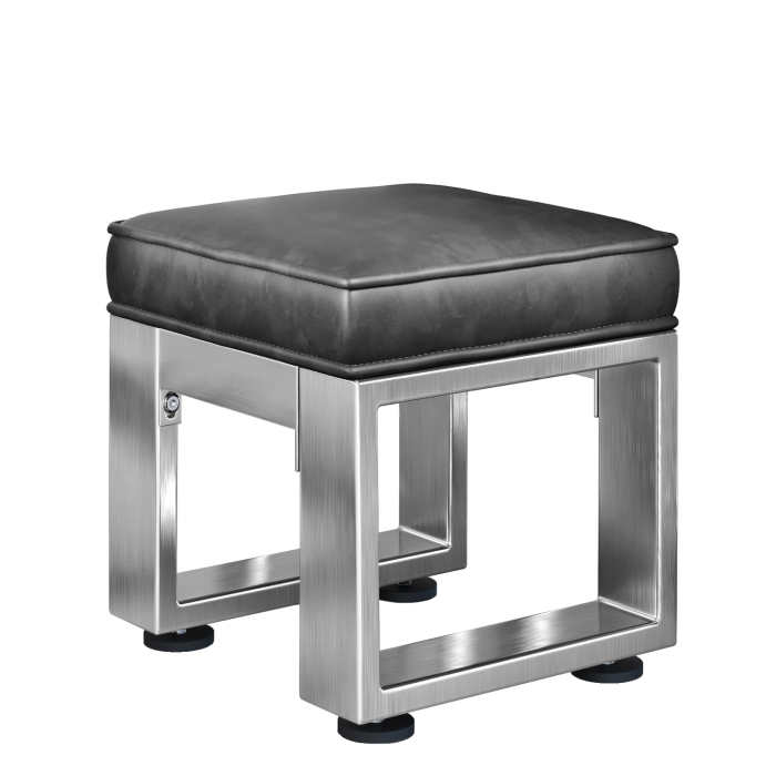 MORENA | Pouf de bistrot | H : 40 x 51 cm | Acier inoxydable / Anthracite