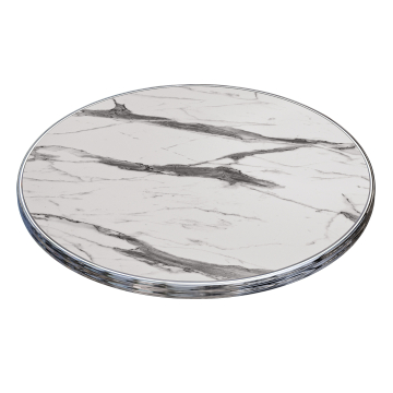 Morelia | Bistro tafelblad voor buiten | chromen rand | Ø70cm | wit marmer