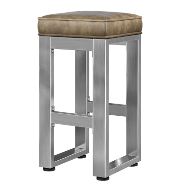 MORENA | Sgabello da bar gastro | H: 40 x 81 cm | Acciaio inox / Taupe | Sedile in pelle: Taupe | Senza schienale