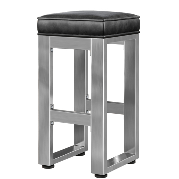 MORENA | Sgabello per locali | L:H 40 x 81 cm | Acciaio inox/nero | Sedile in pelle: Nero | Senza schienale