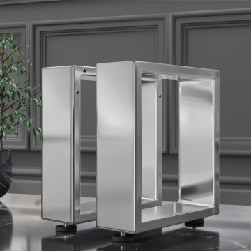 MORENA | U Shaped Bench Legs | Stainless steel | Feet: 16x16cm | W40xH43cm
