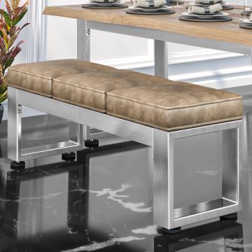 MORENA | Loungezitbank B:H 120 x 51cm | 8mm | RVS/Taupe