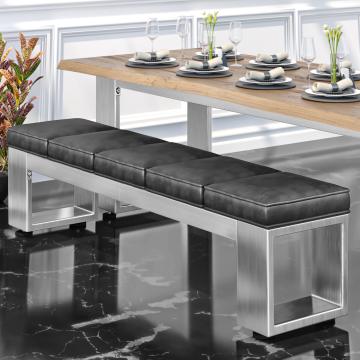 MORENA | Lounge zitbank B:H 200 x 51cm | 16mm | RVS/ Antraciet