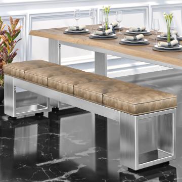 MORENA | Lounge zitbank B:H 200 x 51cm | 16mm | RVS/ Taupe