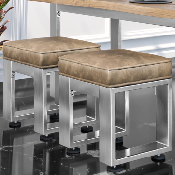 MORENA | Bistro siedzisko hocker | W:H 40 x 51cm | Stal nierdzewna / Taupe