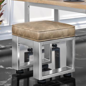 MORENA | Bistro Zit Hocker | B:H 40 x 51cm | RVS/ Taupe
