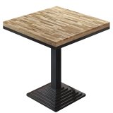 MPY | Bistro Massiv Tisch | Quadratisch | 70 x 70 x 81 cm | Eiche / Schwarz