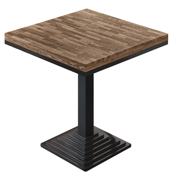 MPY | Bistro Stevige Tafel | Vierkant | 60 x 60 x 81 cm | Notelaar / Zwart