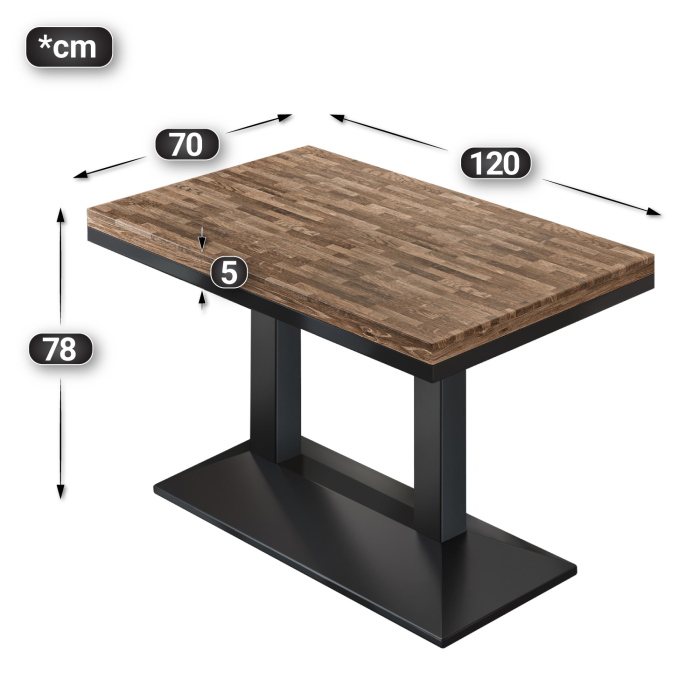 MPA | Bistro solid bord | Rektangulær | 120 x 70 x 81 cm | Valnøtt/Sort MPA | Bistro solid bord | Rektangulær | 120 x 70 x 81 cm | Valnøtt/Sort