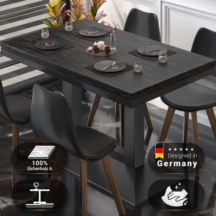 MPA | Bistro solid bord | Rektangulær | 120 x 70 x 81 cm | Wenge Svart / Svart MPA | Bistro solid bord | Rektangulær | 120 x 70 x 81 cm | Wenge Svart / Svart
