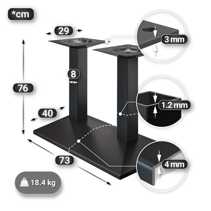 MPA | Bistro solid bord | Rektangulær | 120 x 70 x 81 cm | Wenge Svart / Svart MPA | Bistro solid bord | Rektangulær | 120 x 70 x 81 cm | Wenge Svart / Svart