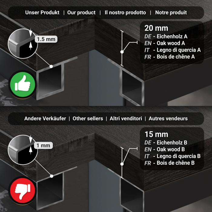 MPA | Bistro solid bord | Rektangulær | 120 x 70 x 81 cm | Wenge Svart / Svart MPA | Bistro solid bord | Rektangulær | 120 x 70 x 81 cm | Wenge Svart / Svart