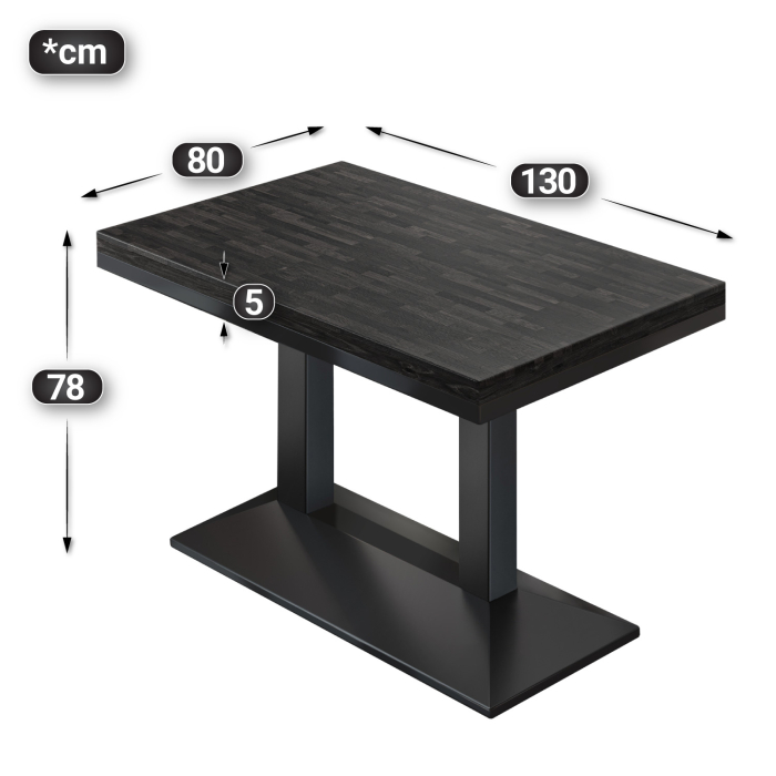 MPA | Bistro solid bord | Rektangulær | 130 x 80 x 81 cm | Wenge Svart / Svart MPA | Bistro solid bord | Rektangulær | 130 x 80 x 81 cm | Wenge Svart / Svart