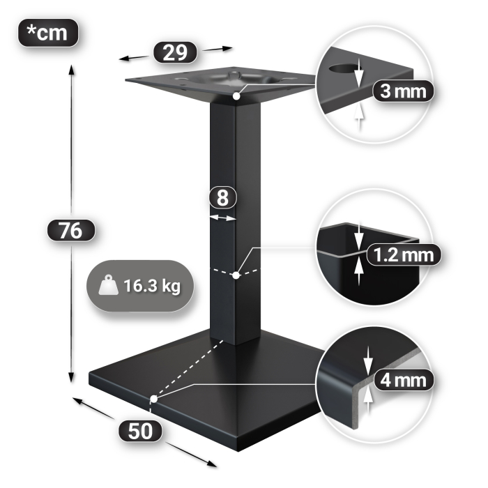 MPA | Bistro Solid Table | Square | 70 x 70 x 81 cm | Walnut / Black MPA | Bistro Solid Table | Square | 70 x 70 x 81 cm | Walnut / Black