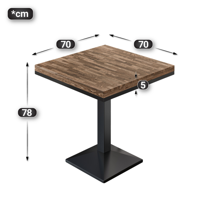 MPA | Bistro Solid Table | Square | 70 x 70 x 81 cm | Walnut / Black MPA | Bistro Solid Table | Square | 70 x 70 x 81 cm | Walnut / Black