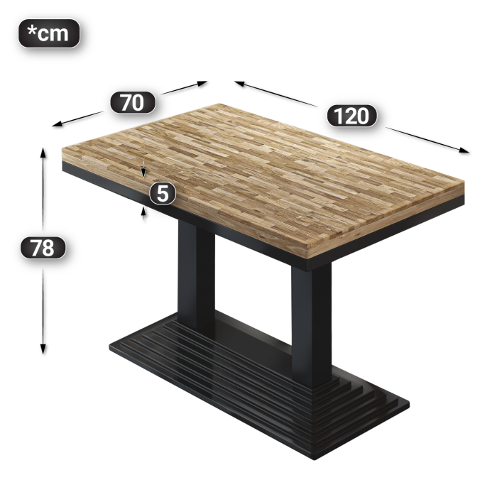 MPY | Bistro Massiv Bord | Rektangulär | 120 x 70 x 81 cm | Ek / Svart MPY | Bistro Massiv Bord | Rektangulär | 120 x 70 x 81 cm | Ek / Svart