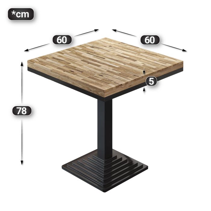 MPY | Bistro Solid Table | Square | 60 x 60 x 81 cm | Eg / Sort MPY | Bistro Solid Table | Square | 60 x 60 x 81 cm | Eg / Sort