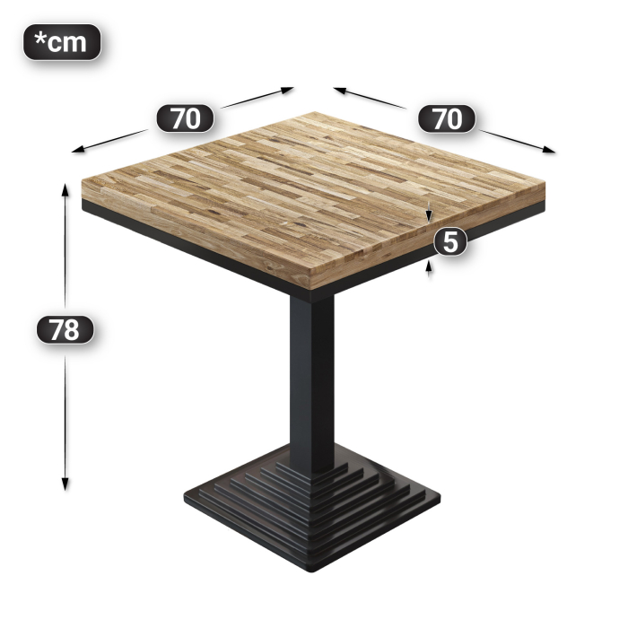 MPY | Bistrobord | Firkantet | 70 x 70 x 81 cm | Eg / Sort MPY | Bistrobord | Firkantet | 70 x 70 x 81 cm | Eg / Sort