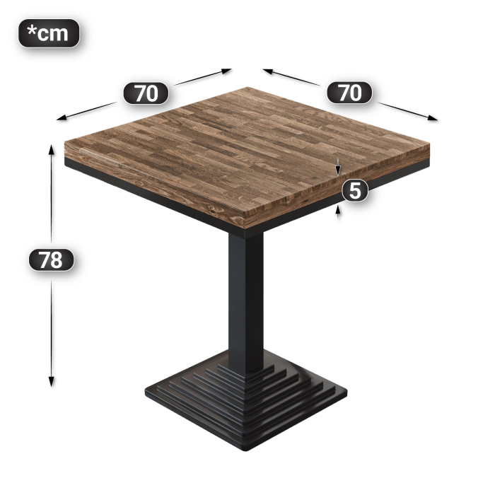 MPY | Bistrobord | Firkantet | 70 x 70 x 81 cm | Valnød / Sort MPY | Bistrobord | Firkantet | 70 x 70 x 81 cm | Valnød / Sort
