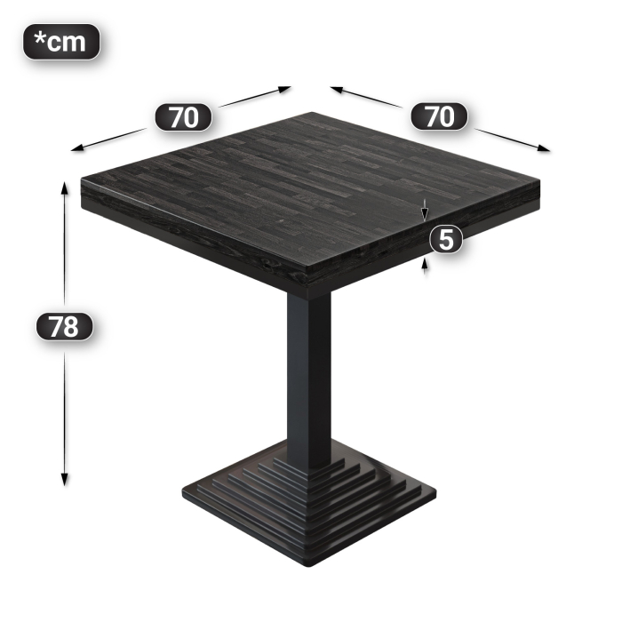 MPY | Bistrobord | Firkantet | 70 x 70 x 81 cm | Wenge Sort / Sort MPY | Bistrobord | Firkantet | 70 x 70 x 81 cm | Wenge Sort / Sort