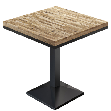 MPA | Bistro Massiv Tisch | Quadratisch | 60 x 60 x 81 cm | Eiche / Schwarz