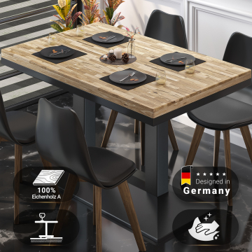 MPA | Bistro Massiv Tisch | Rechteckig | 120 x 70 x 81 cm | Eiche / Schwarz