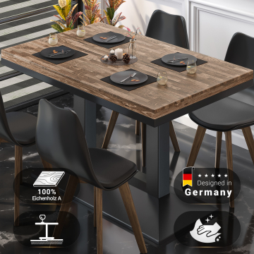 MPA | Bistro solid bord | Rektangulær | 120 x 70 x 81 cm | Valnøtt/Sort