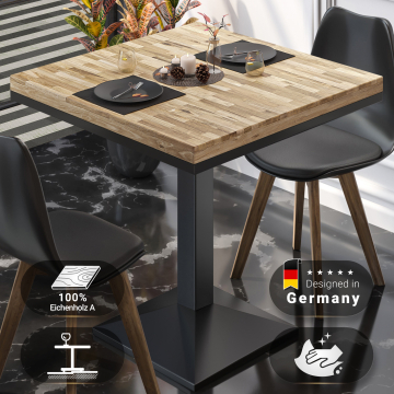 MPA | Bistro Stevige Tafel | Vierkant | 70 x 70 x 81 cm | Eiken / Zwart